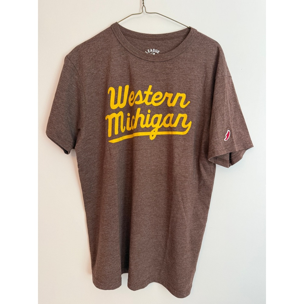 League Western Michigan T-Shirt Mens Large Brown Collegiate